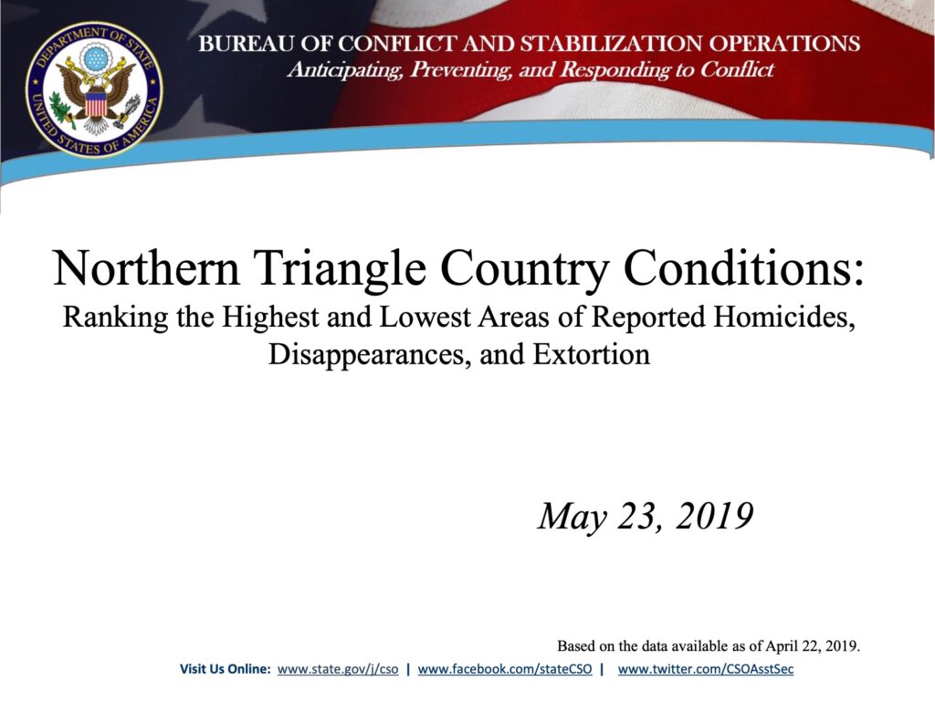 2019 DOS Northern Triangle Country Conditions Rankings