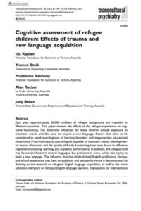 Effects of Trauma on Refugee Children